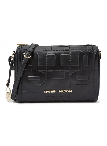 Portable Polyurethane Crossbody Bag Black