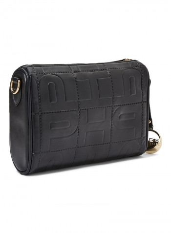 Portable Polyurethane Crossbody Bag Black
