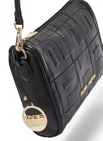 Portable Polyurethane Crossbody Bag Black