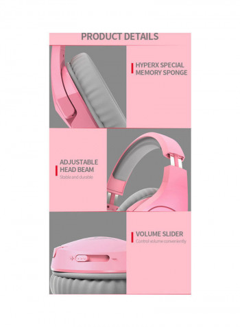 HyperX Cloud Orbit Gaming Over-Ear Headphones With Mic For PS4/PS5/XOne/XSeries/NSwitch/PC Pink