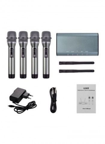F4800 Professional 4 Channel UHF Wireless Microphone System I6054EU Grey/Black