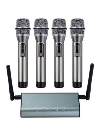 F4800 Professional 4 Channel UHF Wireless Microphone System I6054EU Grey/Black