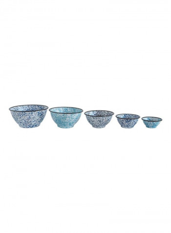 5-Piece Enamelled Splatterware Bowls Blue