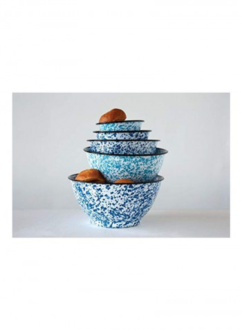 5-Piece Enamelled Splatterware Bowls Blue