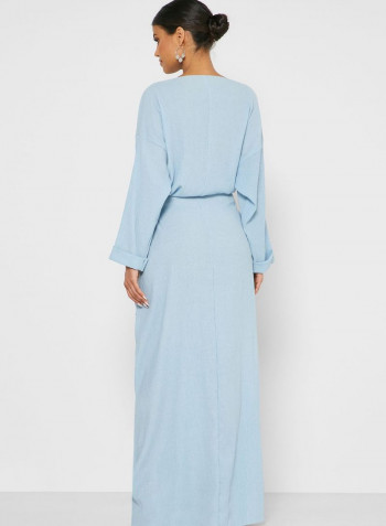 Belted Pocket Maxi Dress Blue