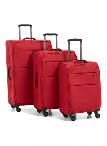 Y Class Softside 3 Piece Luggage Trolley Set Red