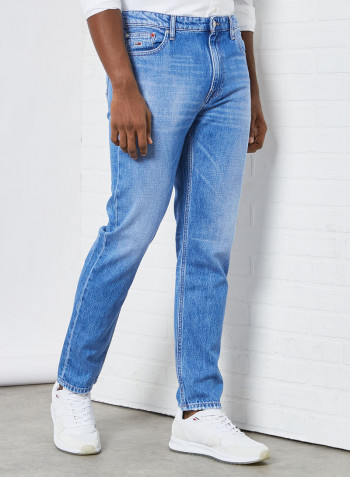 Dad Tapered Faded Jeans Blue