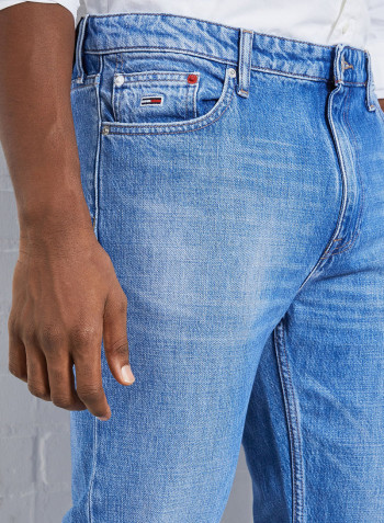 Dad Tapered Faded Jeans Blue