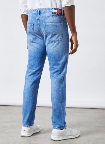 Dad Tapered Faded Jeans Blue