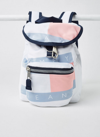 Logo Print Drawstring Backpack White