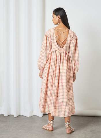 Oversized Checked Dress Red