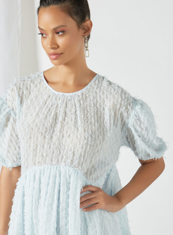 Oversized Textured Dress Blue