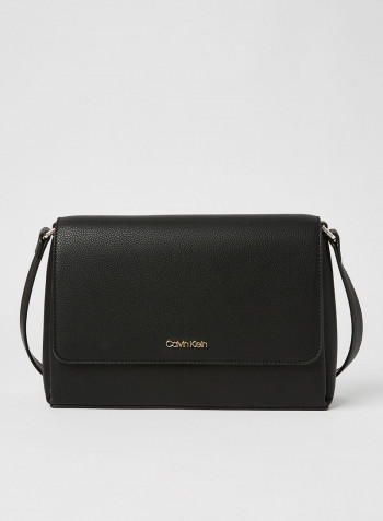 Faux Leather Crossbody Bag Black