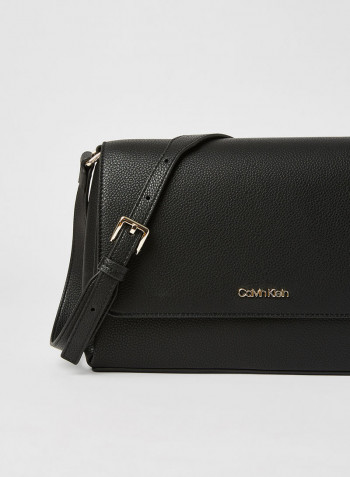 Faux Leather Crossbody Bag Black