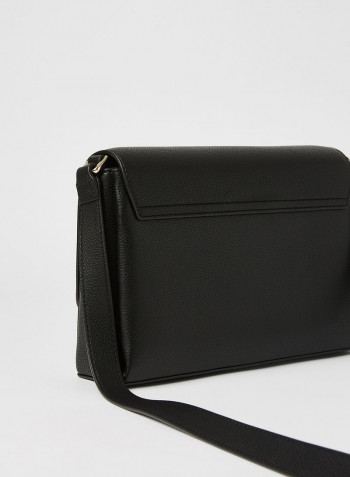 Faux Leather Crossbody Bag Black