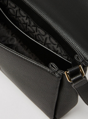 Faux Leather Crossbody Bag Black