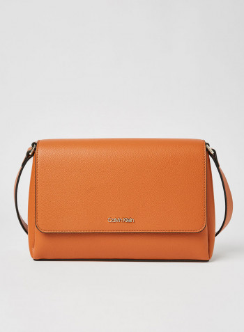 Faux Leather Crossbody Bag Cognac