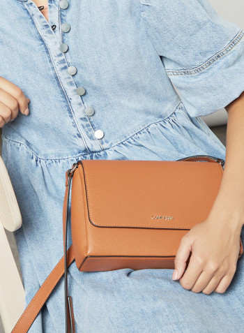 Faux Leather Crossbody Bag Cognac