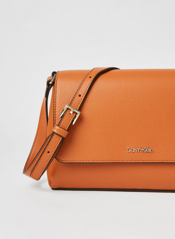Faux Leather Crossbody Bag Cognac