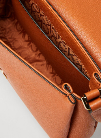 Faux Leather Crossbody Bag Cognac