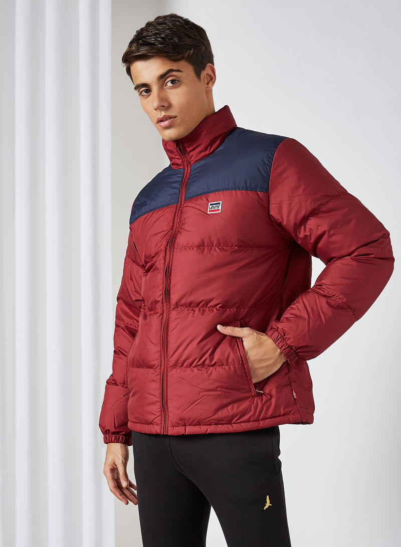 Quilted Long Sleeve Puffer Jacket Red