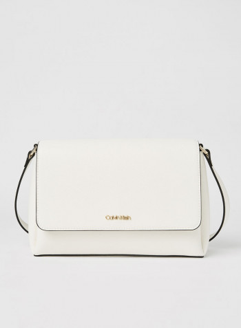 Faux Leather Crossbody Bag White
