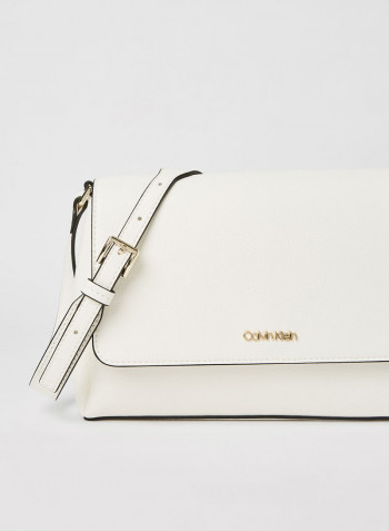 Faux Leather Crossbody Bag White