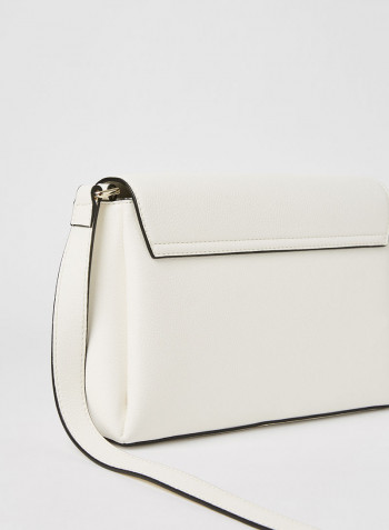 Faux Leather Crossbody Bag White