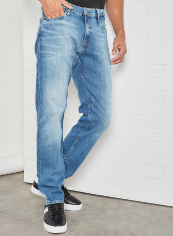 Medium Rise Straight Fit Jeans Blue