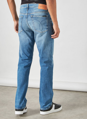 Medium Rise Straight Fit Jeans Blue