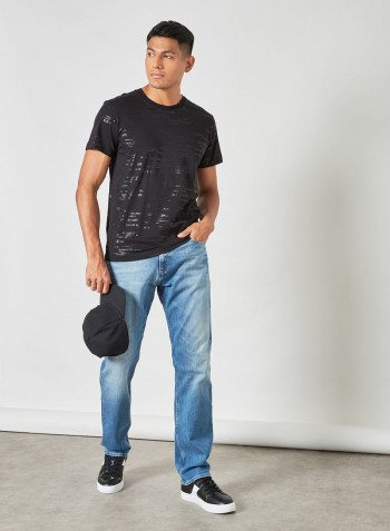 Medium Rise Straight Fit Jeans Blue