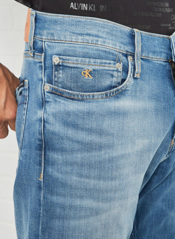 Medium Rise Straight Fit Jeans Blue