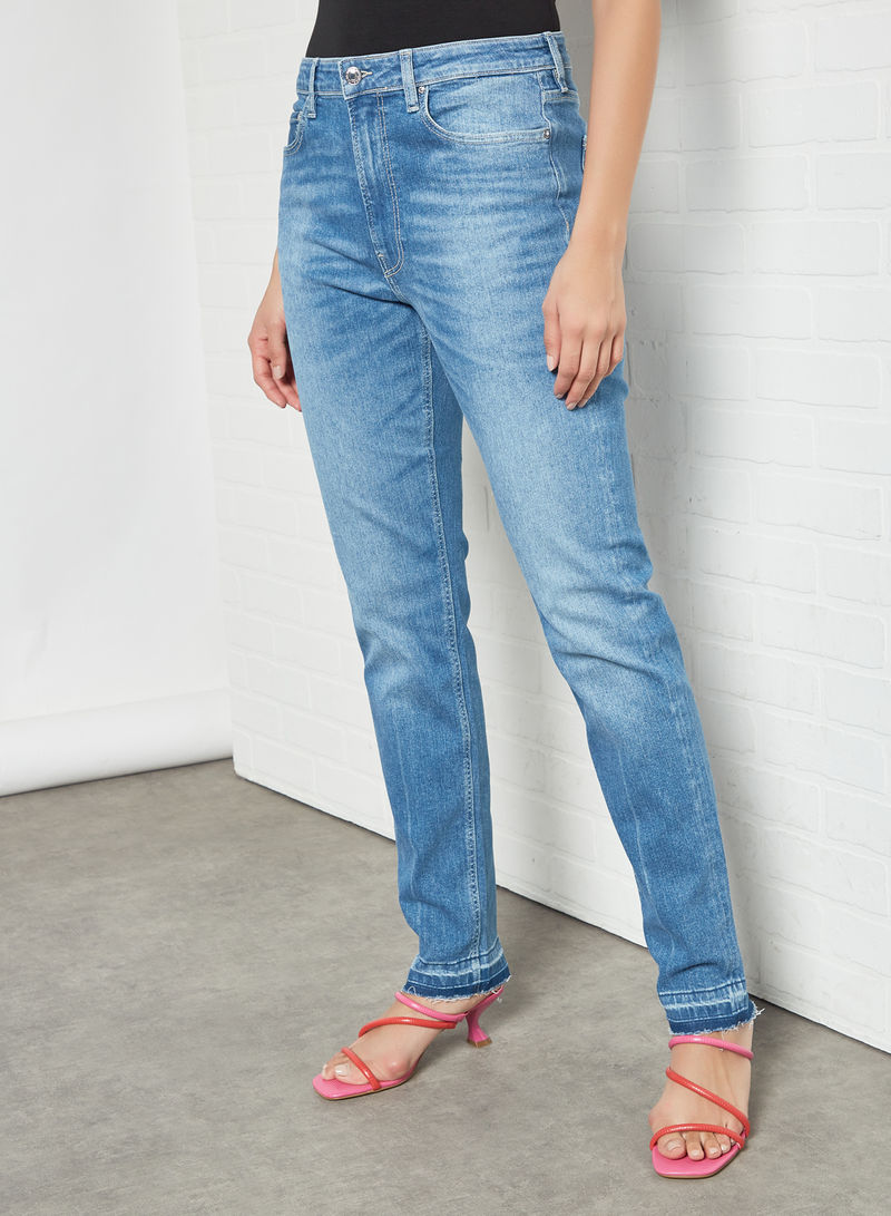 Patch Relaxed Fit Jeans Blue