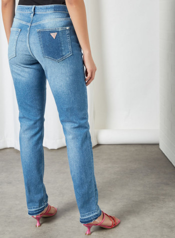 Patch Relaxed Fit Jeans Blue