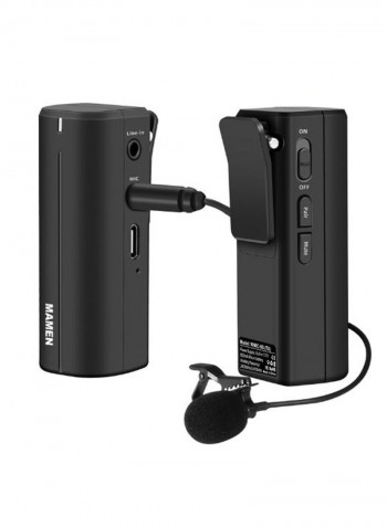Portable Wireless Lavalier Microphone Mic Transmitter And Receiver System DD1353 Black