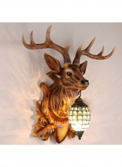 Big Retro Deer LED Bedroom Wall Lamp Brown 25 x 50 x 55centimeter