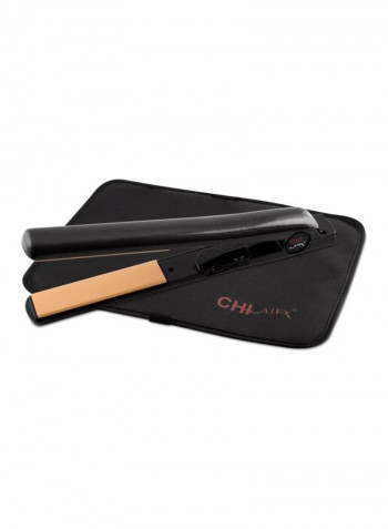 Ceramic Flat Iron With Pouch Black 1inch