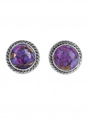 Round Purple Reconstituted Turquoise .925 Sterling Silver Stud Button Earrings 'Purple Radiance' reviews Round Purple Reconstituted Turquoise .925 Sterling Silver Stud Button Earrings 'Purple Radiance'