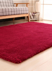 1-Piece Home Floor Rug Modern Solid Color Thickened Supple Anti-Slip Carpet Red L