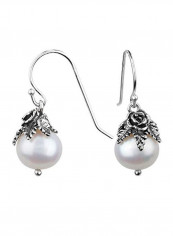 925 Sterling Silver Pearl Studded Dangle Earrings