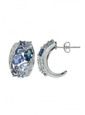 925 Sterling Silver Stone Studded Stud Earrings