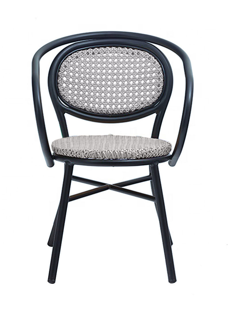 Aluminium And Rattan Garden Chair Black/Taupe Cane 57 x 80cm