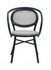 Aluminium And Rattan Garden Chair Black/Taupe Cane 57 x 80سم