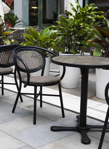 Aluminium And Rattan Garden Chair Black/Taupe Cane 57 x 80سم