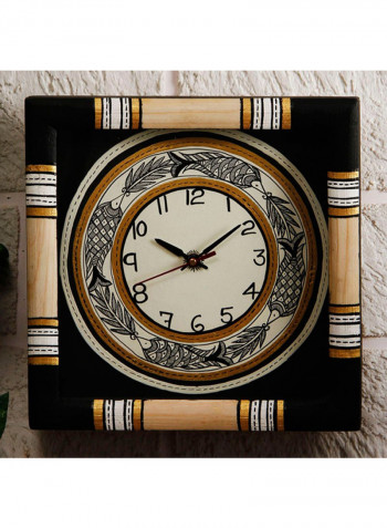 Dhokra And Warli Wooden Wall Clock Multicolour