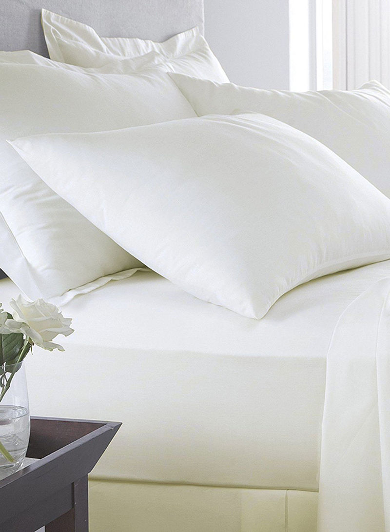 Satin Finish Cotton Fitted Bed Sheet Cotton White 180 x 200centimeter