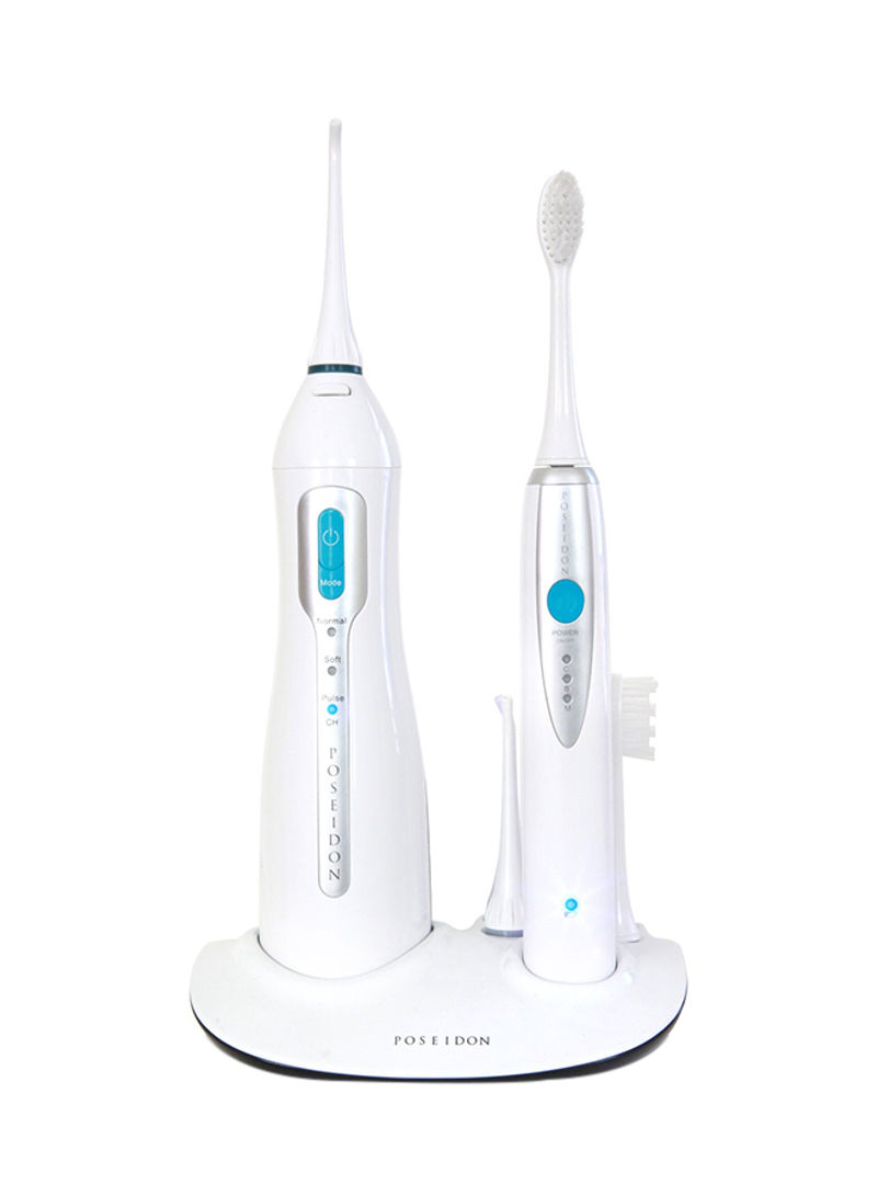 Oral Irrigator And Sonic Toothbrush Inductive Charging Combo Set White 860g