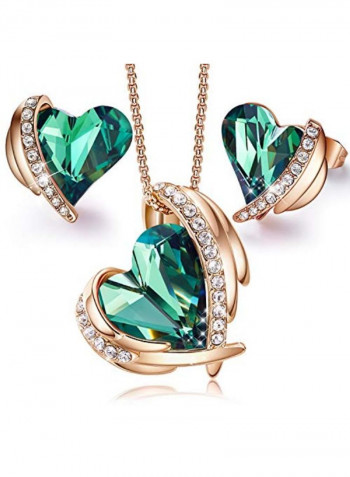 Heart Pendant Necklace And Earrings Set