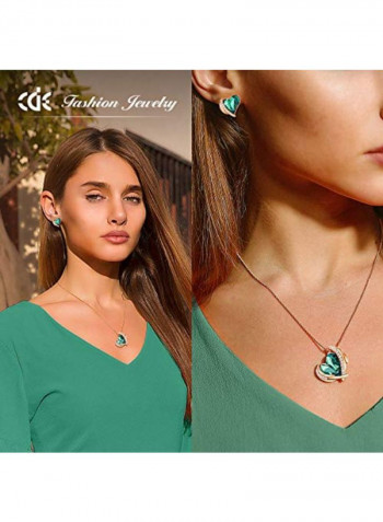 Heart Pendant Necklace And Earrings Set