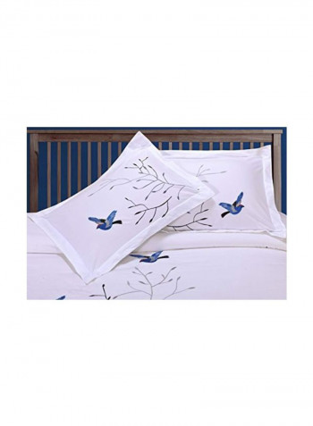 3-Piece Embroidered Duvet Cover Set Blue Swallow